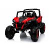 Jeep Lean Cars 4x4 rojo, detalle asiento ecopiel, cinturones y puertas abatibles