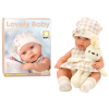 Muñeca bebé Lean Toys con portabebés y conejo beige, vista frontal