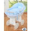Moisés de Mimbre Carina My Sweet Baby Blanco y Azul con Base de Madera y Ruedas - imagen 2