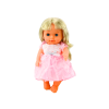 Muñeca con vestido rosa claro y sonidos de biberón