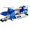 Avión de transporte policial plegable color azul y blanco