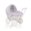 Carrito de Muñecas My Sweet Baby de Mimbre Blanco con Ropa de Cama