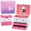 Caja de joyería musical con bailarina y espejo de Lean toys