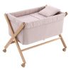 Minicuna tijera de madera Unic rosa Cambrass, vista frontal