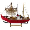 Modelo Decorativo de Barco de Pesca Rojo 30x26cm
