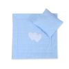 Pram Bedding Set With Duvet And Pillow 2pcs - Hearts Blue Checkered