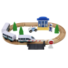 Juego de Vías de Tren de Madera con Accesorios y Puente