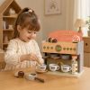 Set barista madera Lean Toys colores pastel, vista completa con tazas 