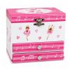 Caja de joyería rosa hecha de cartón y plástico