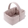 Cesta canastilla Cambrass línea dulce 22,5x29x29 cm en piqué y plumeti orgánico, vista frontal