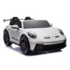 Coche eléctrico infantil Porsche GT3 Lean Cars blanco, vista frontal