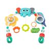 Barra de juegos sensorial Elephant Toyz con juguetes coloridos.