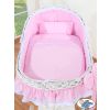 Moisés de Mimbre Carina My Sweet Baby Blanco y Rosa con Base de Madera y Ruedas - imagen 3