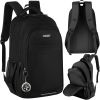 Mochila Grande 45L Negra Kruzzel - Ideal para Escuela y Deporte
