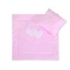 Pram Bedding Set With Duvet And Pillow 2pcs - Hearts White Dots On Pink