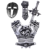 Gran Set de Caballero: Máscara, Armadura, Espada y Protector Plateado