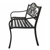Banco de Jardín de Metal Decorativo para 3 Personas Negro