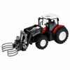 Tractor agrícola teledirigido Lean toys con carrocería roja y ruedas de goma