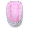Baby Nest Double-sided Premium Cocoon For Infants Bobono- Grey Checkered/ Pink Checkered