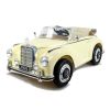 Niño y acompañante en el Mercedes 300S beige cabriolet biplaza en jardín