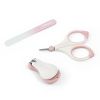 Babyono set manicura infantil rosa, detalle tijeras con puntas redondeadas y estuche