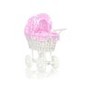 Carrito de Muñeca My Sweet Baby de Mimbre con Ropa de Cama Rosa