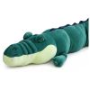 Juguete de peluche cocodrilo verde oscuro, suave al tacto.