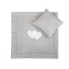 Pram Bedding Set With Duvet And Pillow 2pcs - Hearts White Polka Dots On Grey