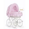 Moisés de Mimbre Rosa y Blanco con Ruedas y Capota Ajustable My Sweet Baby