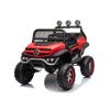 Detalle de la cabina elevada del Unimog S rojo con puertas abiertas