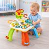 Mesa interactiva Lean Toys 54x46 cm, vista con rampa de pelotas y canasta