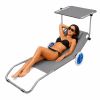 Tumbona de Playa con Ruedas y Dosel Ajustable Gris