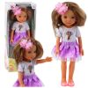 Muñeca con Vestido Morado y Clip de Flor