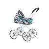 Carrito de Muñecas con Ruedas Grandes Plegable Cebra Turquesa