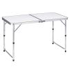 Mesa de Camping Plegable con Altura Ajustable Blanca