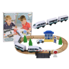 Juego de Vías de Tren de Madera con Accesorios y Puente