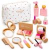 Set belleza infantil madera Lean Toys con accesorios y bolsa transporte