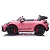 Coche eléctrico Porsche GT3 rosa en el jardín durante el paseo