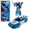 Auto Robot Policía 2 en 1 con luces y lanzador en acción