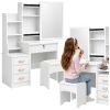 Mesa de vanity blanca moderna con espejo grande