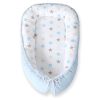 Baby Nest Double-sided Premium Cocoon For Infants Bobono- Gray-blue Stars/ Blue