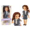 Muñeca con Ropa Elegante a Cuadros y Cabello Marrón