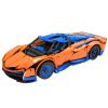 Lean Toys coche deportivo RC naranja y azul montado 49,5 cm, detalle neumáticos perfil bajo