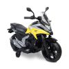 Moto eléctrica Honda NC750X amarilla 12V Toyz, vista lateral con panel multimedia