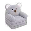 Sillón Koala gris fabricado en suave terciopelo para niños.