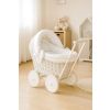 Wicker Doll Pushchair White With White Bedding And Soft Padding Stella