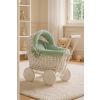 Wicker Doll Pushchair White With Sage Bedding And Soft Padding Stella
