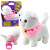 Gatito interactivo con correa, diseño blanco y volantes rosa
