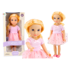 Muñeca con vestido de tul rosa y cabello rubio