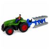 Tractor teledirigido Lean toys verde y negro con arado azul